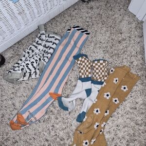 Mix & Match Crew Socks - Pink/Blue/Mustard/White Set